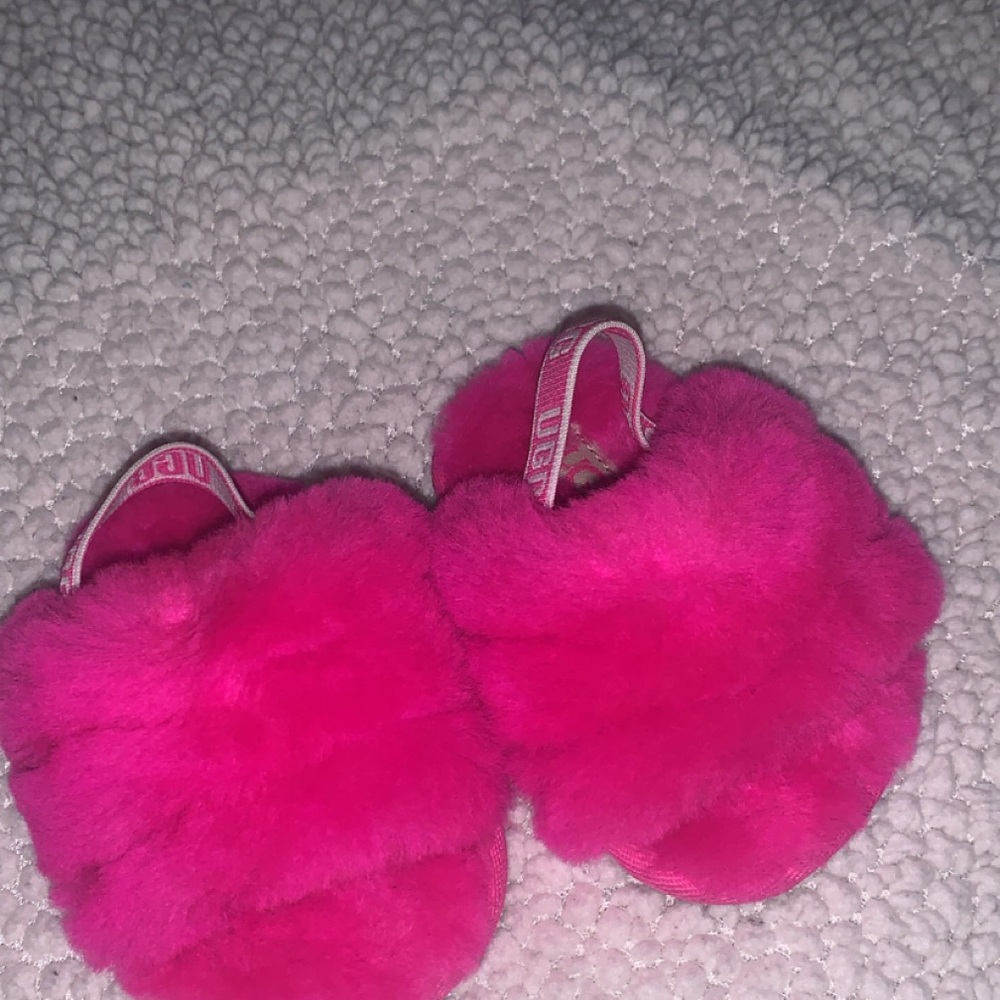 UGG Vibrant Pink Fuzzy Slippers
